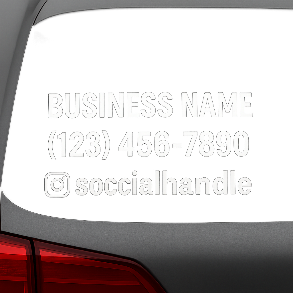 ✨ Custom Car Window Business Decal Pack – Business Name, Phone Number & Social Handle – 11” Vinyl Set – Sticky Chix ✨