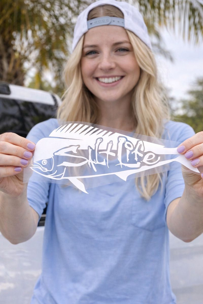 Salt Life–Style Vinyl Decal – 5 Inch White – Waterproof Coastal Car Sticker