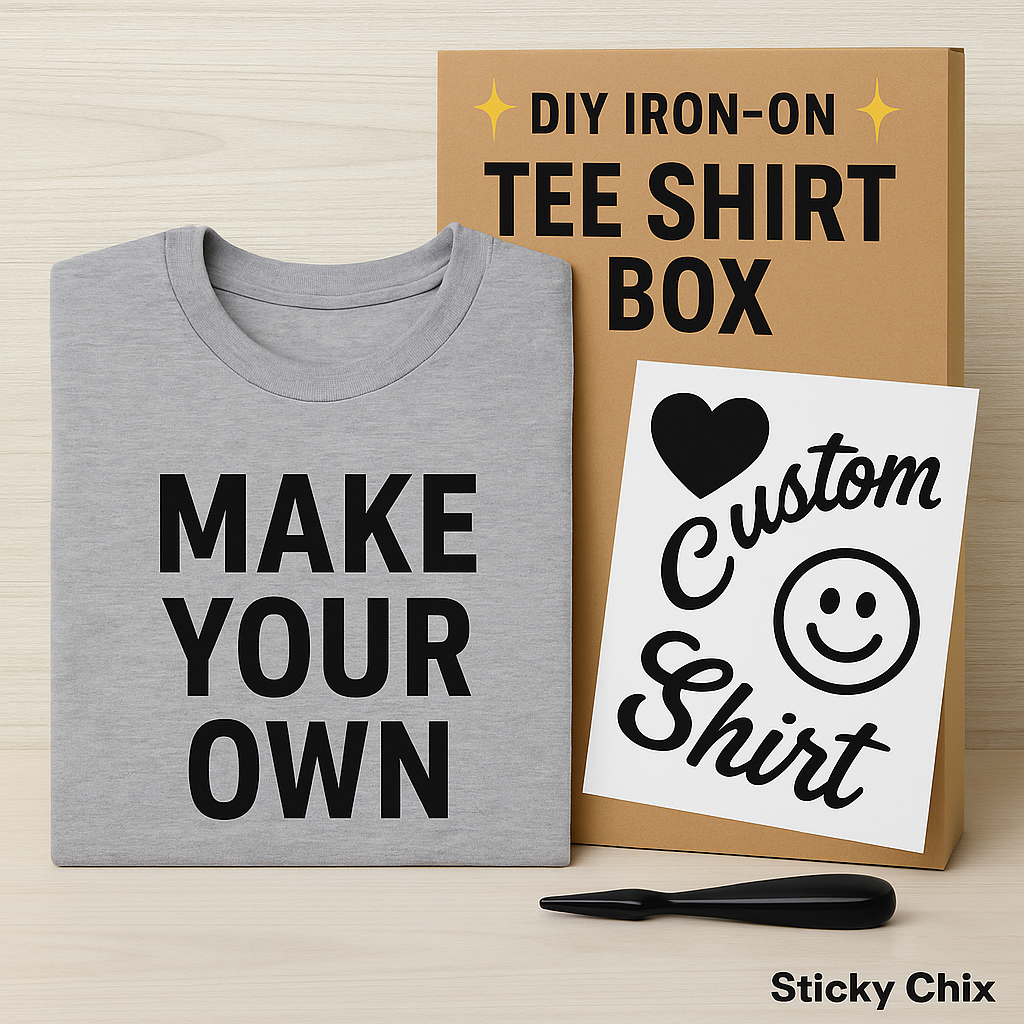 ✨ DIY Iron-On Tee Shirt Box – Make Your Own T-Shirt Kit – Custom Shirt Gift Set – Sticky Chix ✨