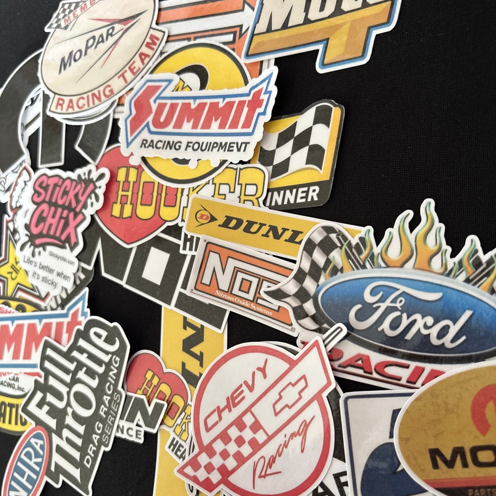 ✨ 25 Racing Decals Grab Bag – NHRA, NASCAR, Chevy, Ford, Mopar – Random Racing Vinyl Sticker Pack – Sticky Chix ✨