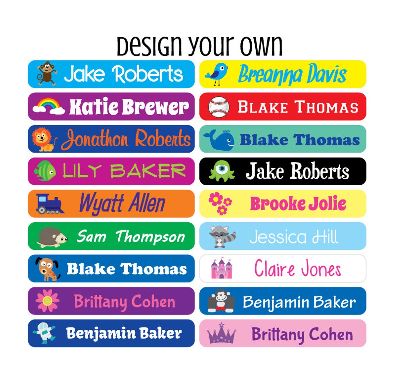 ✨ Kids Name Label Pack – Personalized School Labels for Bottles, Lunchboxes & Supplies – 32-Piece Set – Sticky Chix ✨