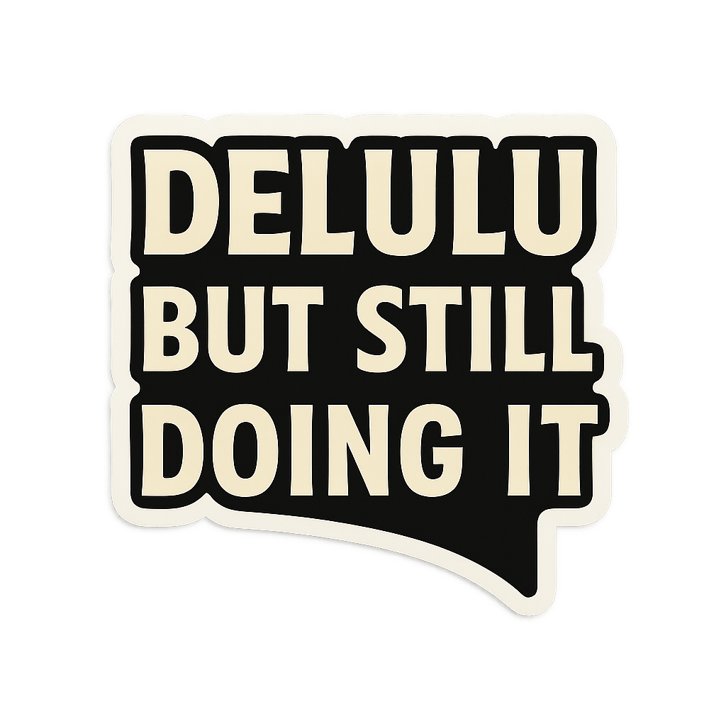 ✨ “Delulu But Still Doing It” Sticker – Viral Trend 2025 – Waterproof Vinyl – Sticky Chix ✨