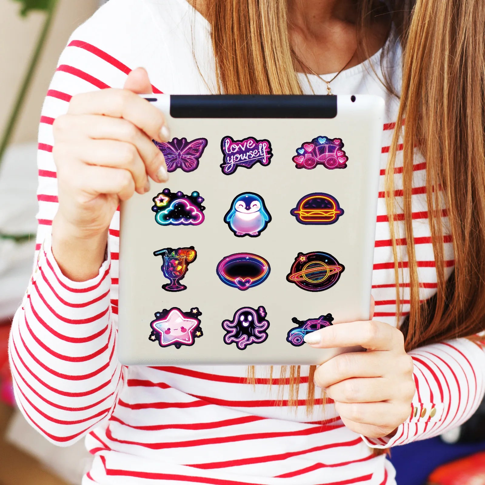 Neon Kawaii PVC Sticker Pack