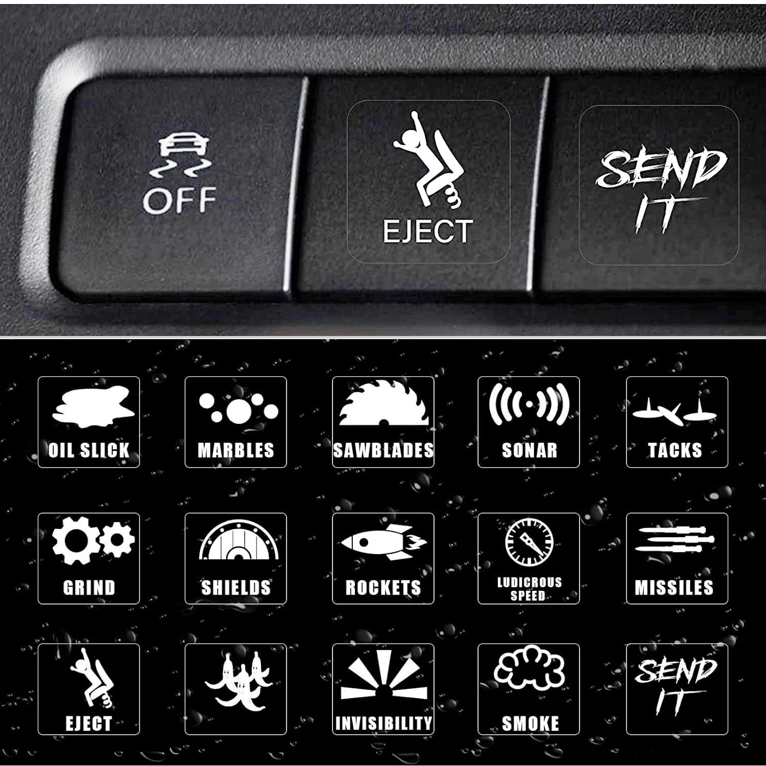 Funny Send it Carbon-Style Car Button Replacement Stickers
