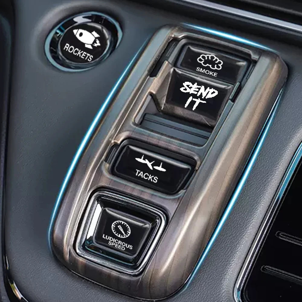 Funny Send it Carbon-Style Car Button Replacement Stickers