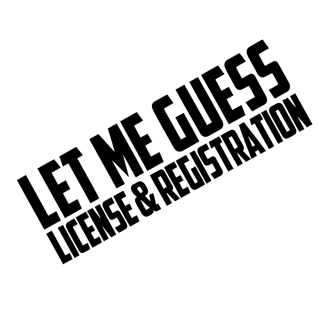 ✨ 8" “Let Me Guess… License and Registration” Funny Car Decal – JDM Vinyl Sticker – Any Color – Sticky Chix ✨