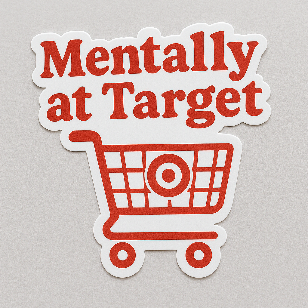 3" Mentally at Target Sticker — Funny Shopping Sticker | Waterproof Vinyl | Laptop, Water Bottle, Car | Sticky Chix