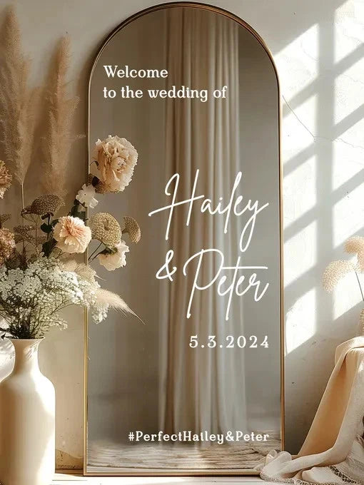 ✨ Personalized Wedding Mirror Welcome Sign Decal – Custom Vinyl Sticker for DIY Decor &amp; Parties – Any Color – Sticky Chix ✨