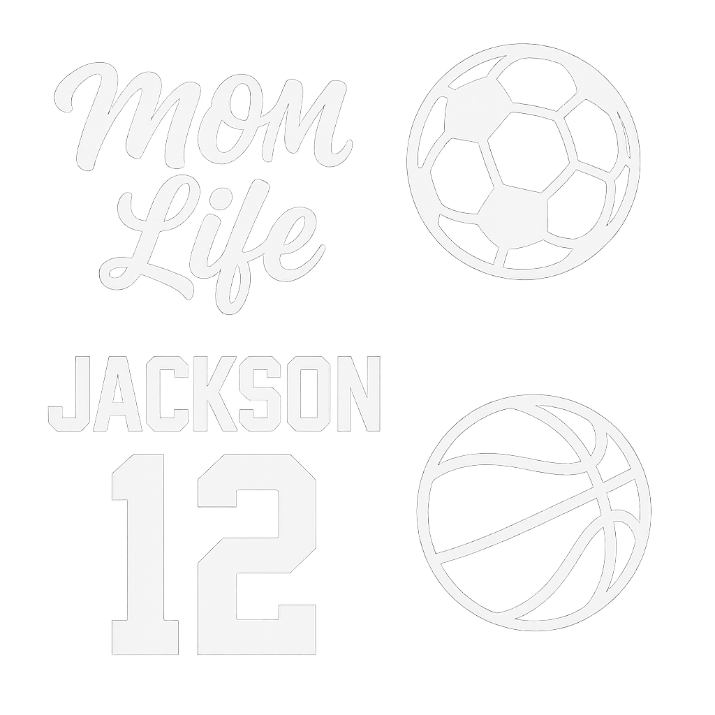 ✨ Sports Mom + Player Vinyl Decal Pack – Custom Name, Number & Sport Icons – Car Window Set – Sticky Chix ✨