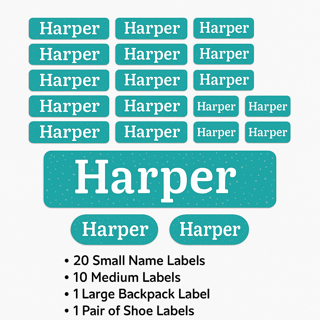 ✨ Kids Name Label Pack – Personalized School Labels for Bottles, Lunchboxes & Supplies – 32-Piece Set – Sticky Chix ✨