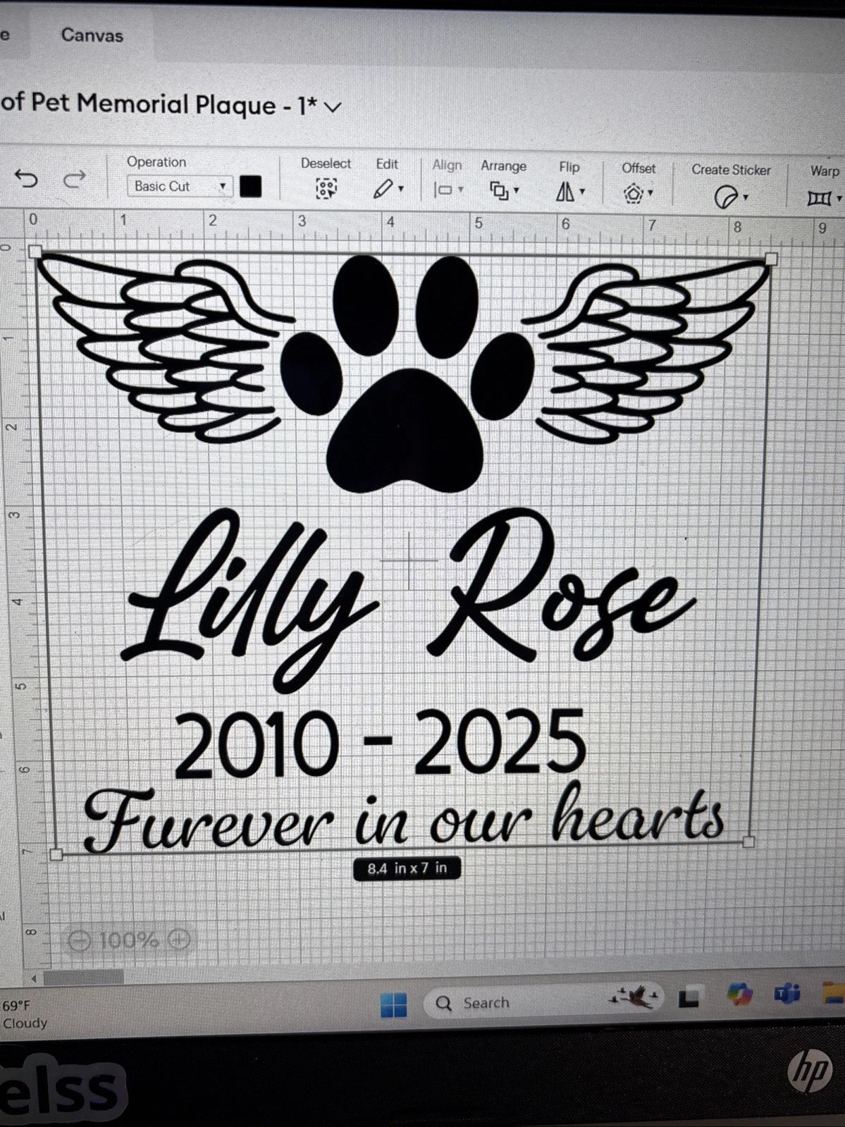 ✨ Custom In Loving Memory Vinyl Decal – Personalized Pet Name Dog/Cat Memorial Sticker – 8x7" – Any Color – Sticky Chix ✨