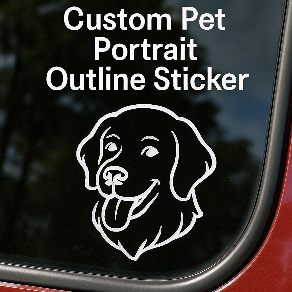 Custom Pet Portrait Outline Sticker – 6” Personalized Line Art From Your Photo