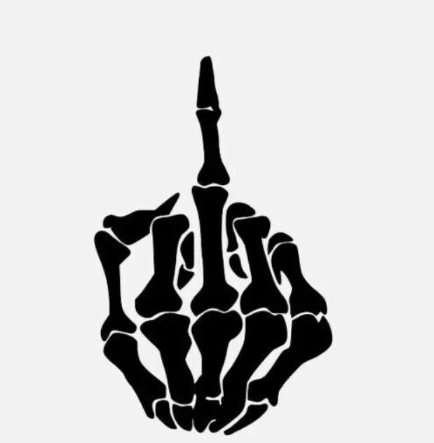 ✨ 4" Skeleton Middle Finger Vinyl Decal – Funny Car/Truck Skull/Bone Window Sticker – Any Color – Sticky Chix ✨