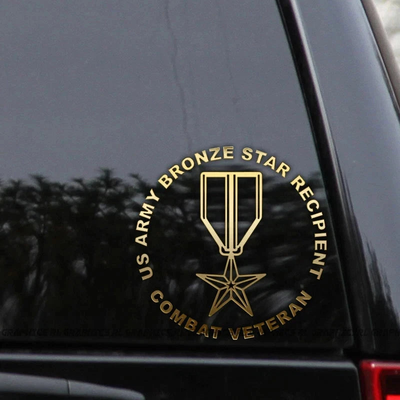 ✨ 6" US Army Bronze Star Recipient Veteran Vinyl Decal – Military Medal Sticker – Gold Color – Any Color – Sticky Chix ✨